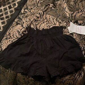 Black Ruffled Women's Shorts